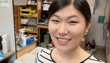 Graduate student Linda Zhong works in Professor Anthony Sinskey’s biology lab on an answer for plastic pollution.